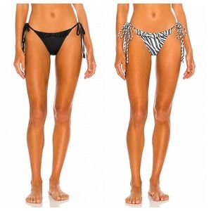 Devon Windsor Cara Bikini Bottom Bundle Black and Textured Zebra Medium NWT